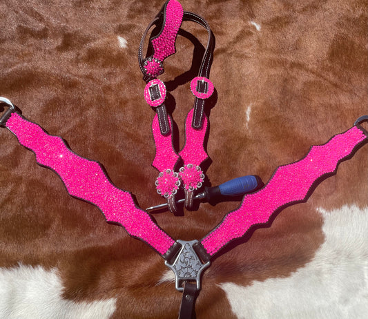 Neon Pink Full Bling Tack Set (Made to Order)