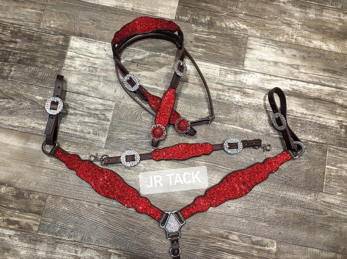 Red Full Bling Tack Set (Made to Order)